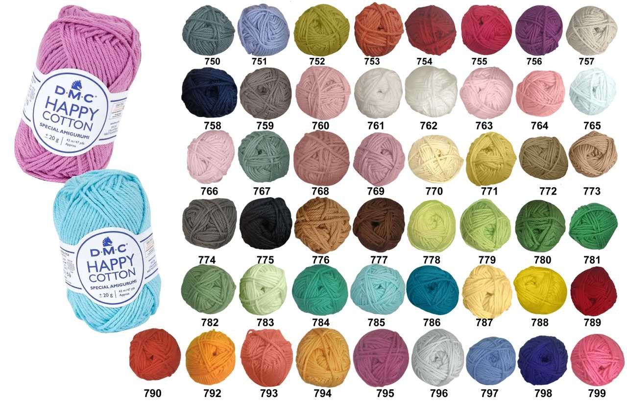 DMC Happy Cotton shade chart 40 original colours