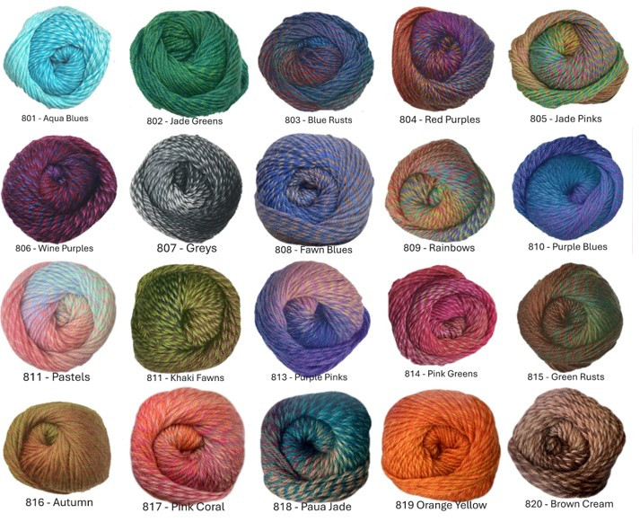 Countrywide Mandala extra-fine 8-ply 100% knitting Wool shade chart