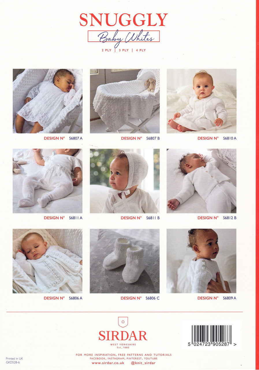 Sirdar Baby Whites Book 0528 - 19 designs for 0 to 12 Months in 2ply, 3ply, 4ply