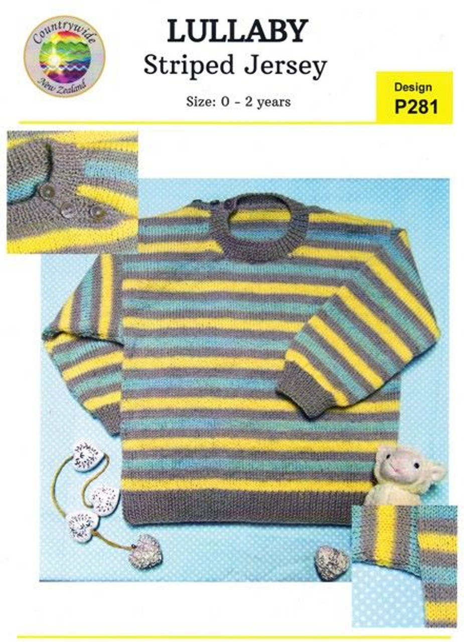 P281 Lullaby 4ply  Striped Jersey 0 to 2 years