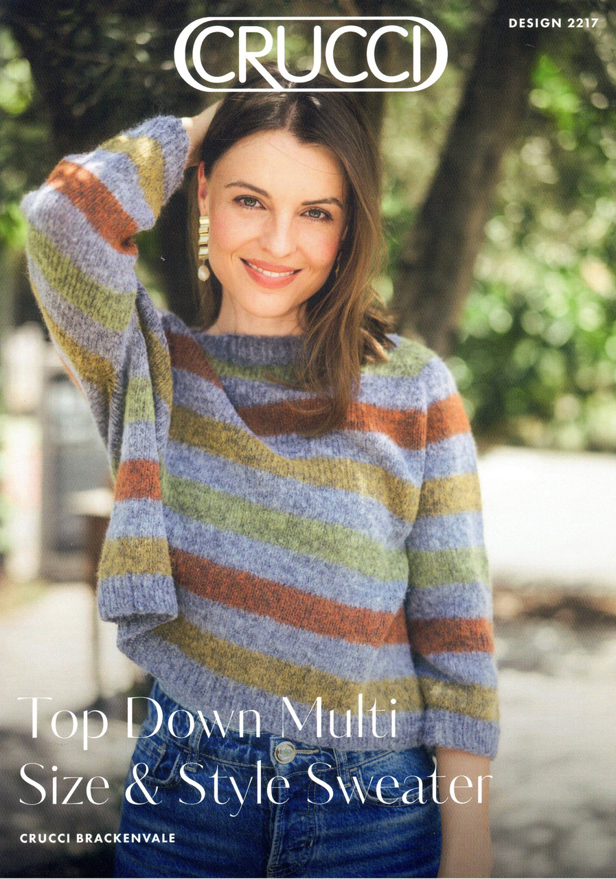 2217 Top Down loose-fit Sweater with Long or 3/4 Sleeves in Brackenvale 8ply - sizes 30" to 48"