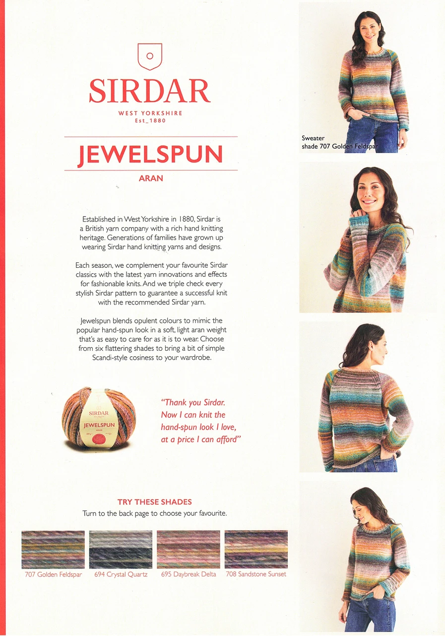 10140 Easy Knit Sweater with Raglan sleeves & wide neck Sizes 32" to 54" in Jewelspun 10ply Pattern