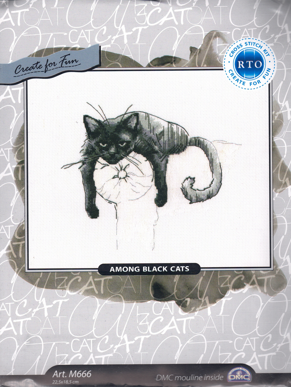 RTO Counted Cross-Stitch Kit - Among Black Cats on Armrest 22.5cm X 18.5cm