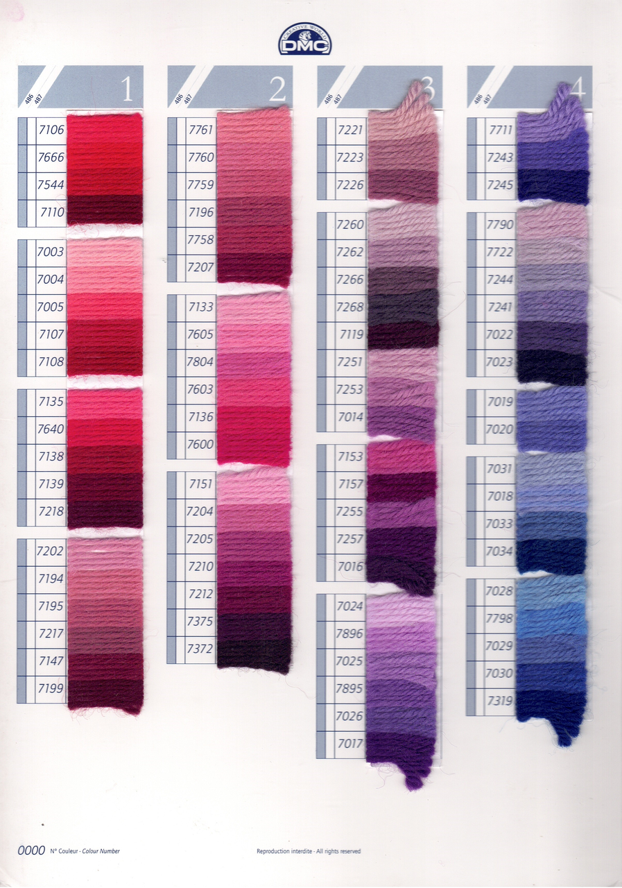 DMC Tapestry Wool 4ply - 8 metre skeins - colours 7000 to 7399