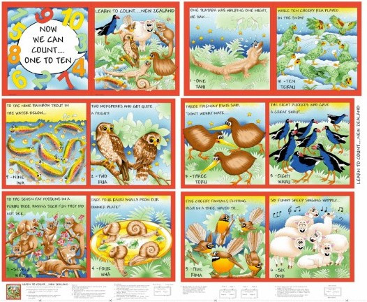NZ 123 Counting Book Panel to make - 90cm x 110cm (36" x 43")