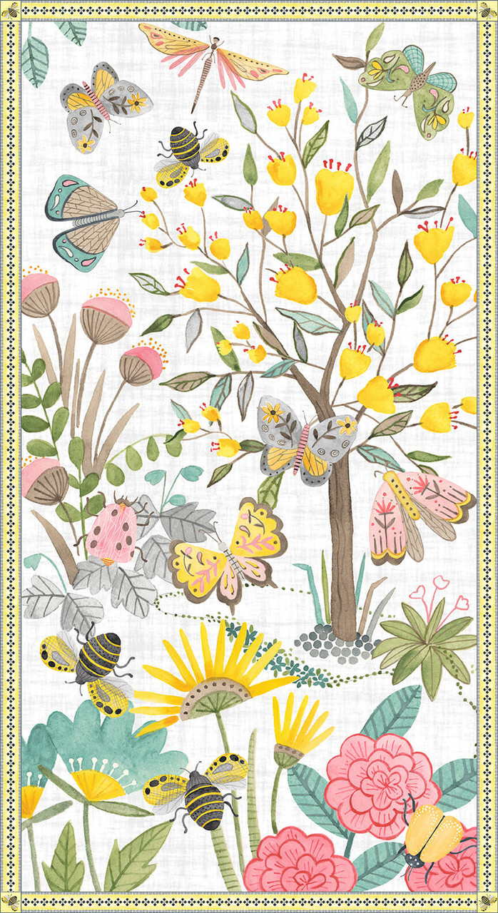 Folk Garden fabric panel by Color Pop Studio for Blank Quilting