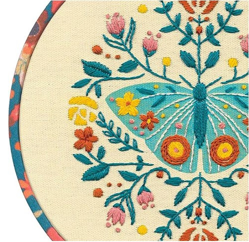 Dimensions Floral Moth Needlepoint Embroidery Kit with printed fabric