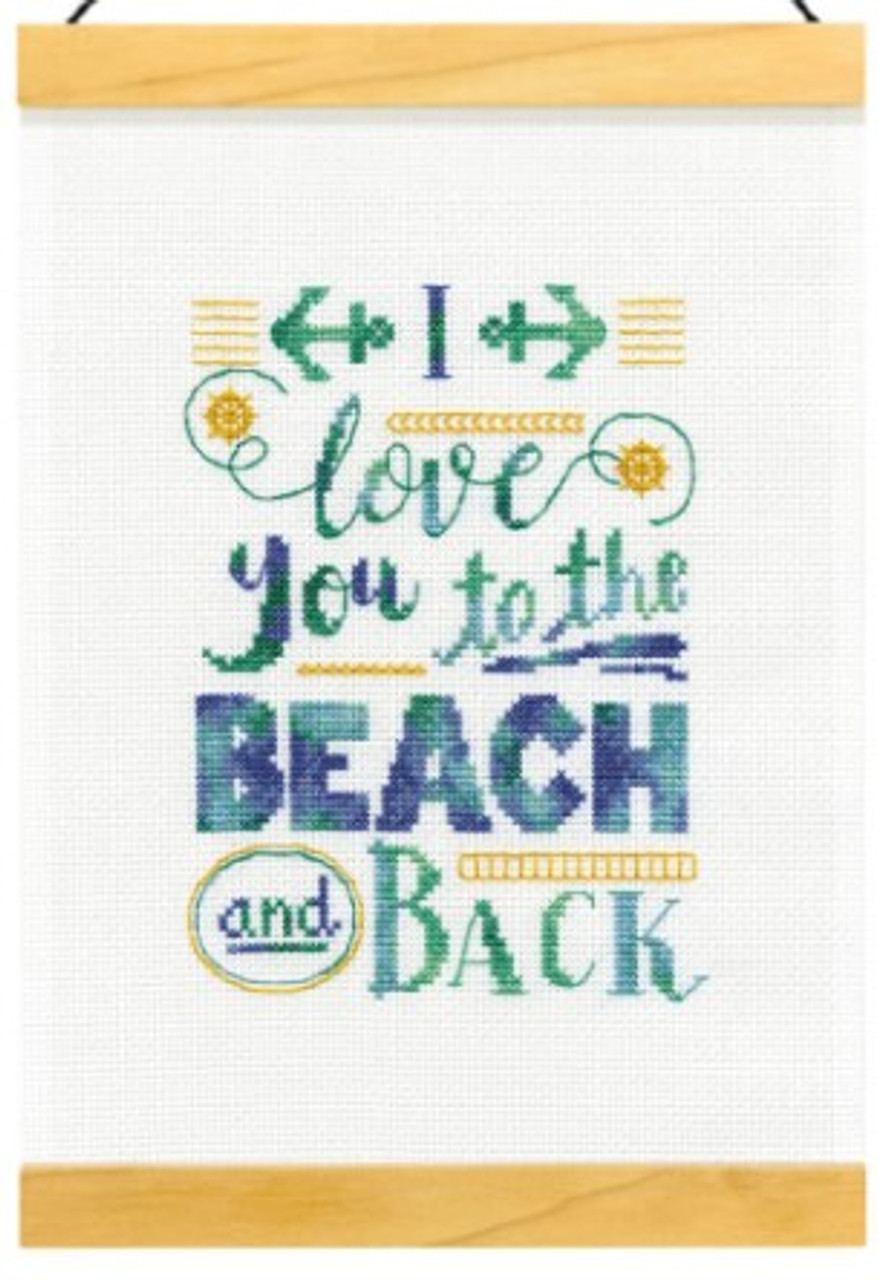 Dimensions To the Beach and Back counted cross-stitch Kit with 14-count aida, needle, threads & wooden hanger - 8" x 11.5" finished