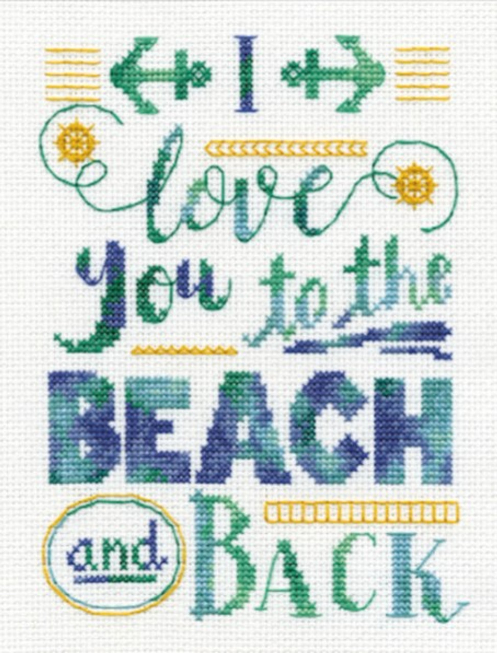 Dimensions To the Beach and Back counted cross-stitch Kit with 14-count aida, needle, threads & wooden hanger - 8" x 11.5" finished