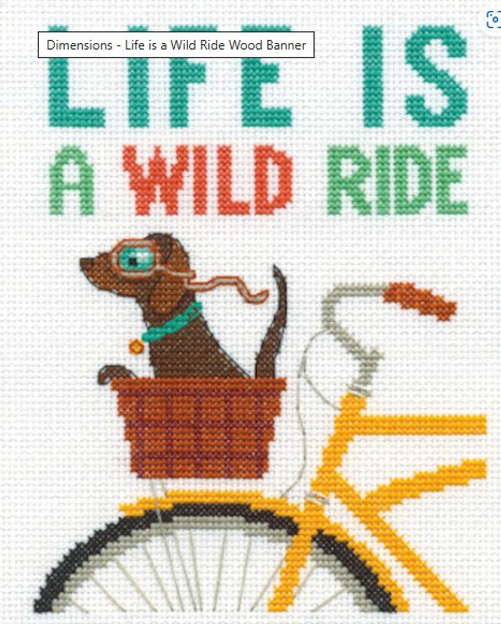 Dimensions Life is a Wild Ride counted cross-stitch Kit with 14-count aida, needle, threads & wooden hanger - 8" x 11.5" finished