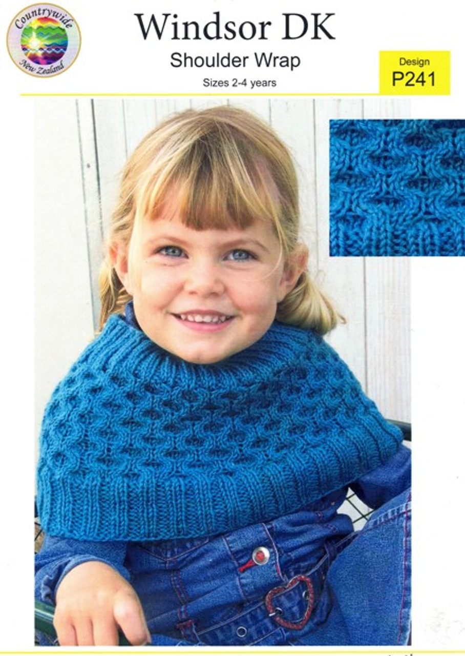 P241 Short poncho or shoulder warmer in Windsor 8ply -  2 to 4 years