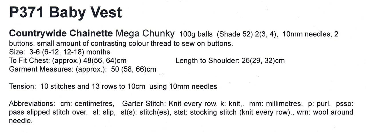 Countrywide Chainette Mega Chunky 100 grams / 50 metres -  10mm needles - FREE Baby Vest Pattern with 2 or more balls