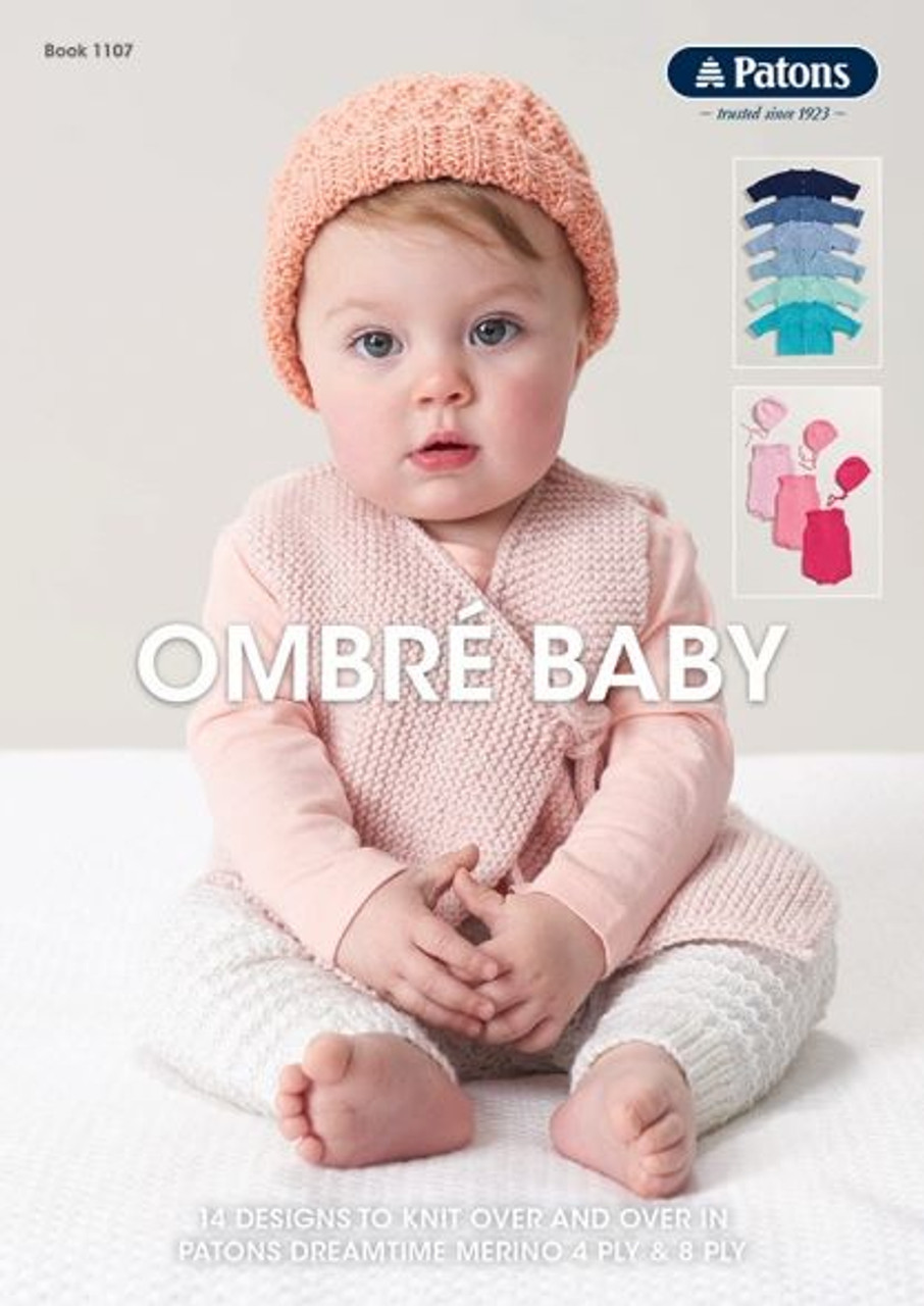 1107 Patons Ombre Baby 14 designs in 4ply and 8ply for 3 months to 2 years front cover