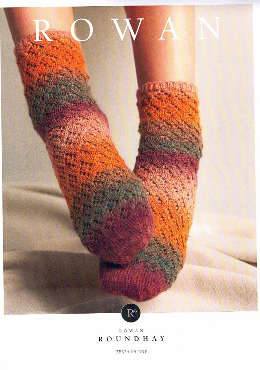 Rowan sock knitting pattern 05 'Roundhay' in 4ply sock yarn - 6 adult sizes
