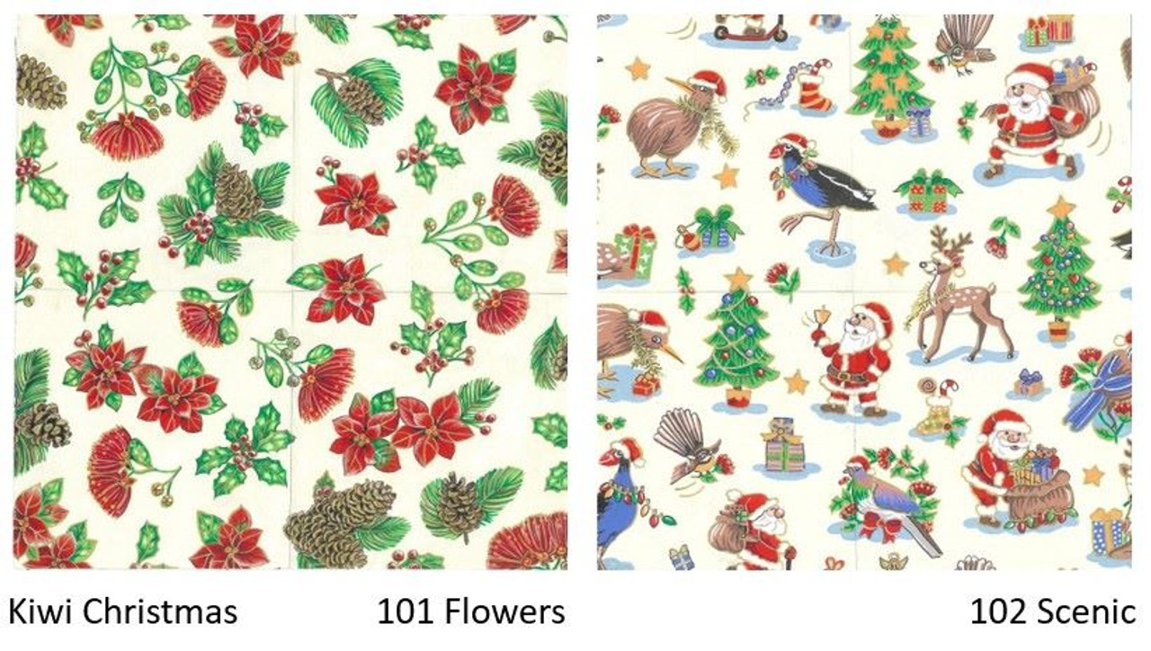 Kiwi Christmas - coordinating fabrics with NZ images from Nutex Kiwiana range
