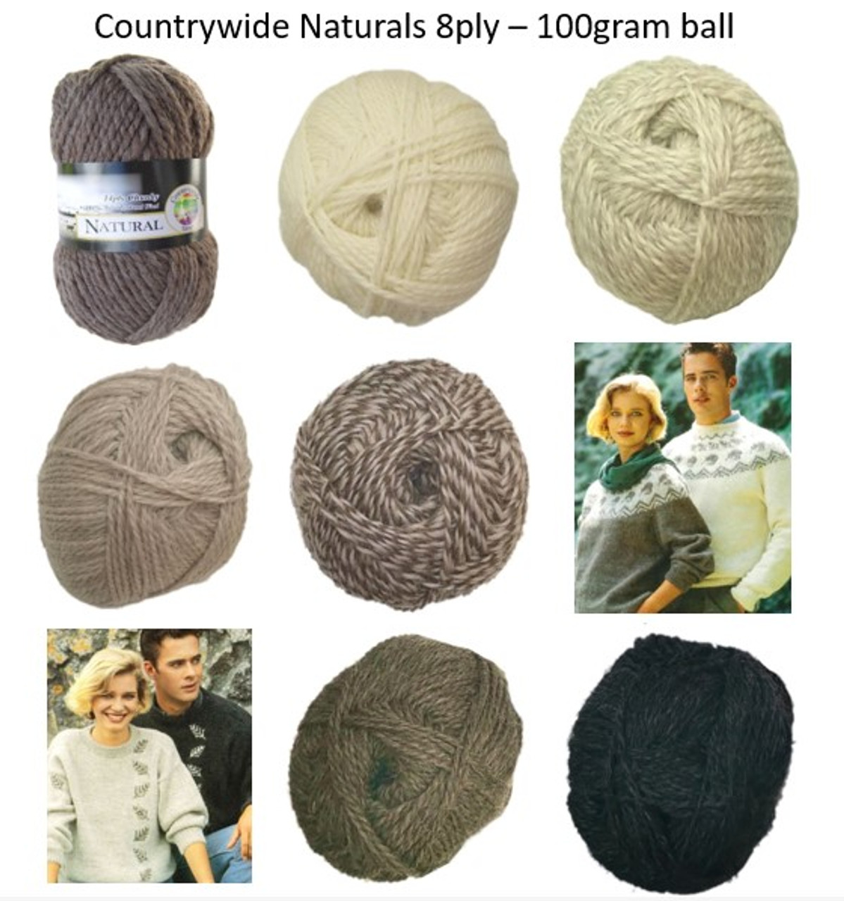 Countrywide Naturals 8ply 100% NZ Wool - 100 gram / 200 metres shade chart Countrywide Naturals 8ply 100% NZ Wool - 100 gram / 200 metres shade chart