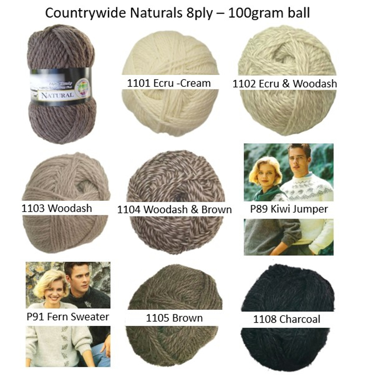 Countrywide Naturals 8ply 100% NZ Wool - 100 gram / 200 metres 8 colours Countrywide Naturals 8ply 100% NZ Wool - 100 gram / 200 metres 8 colours