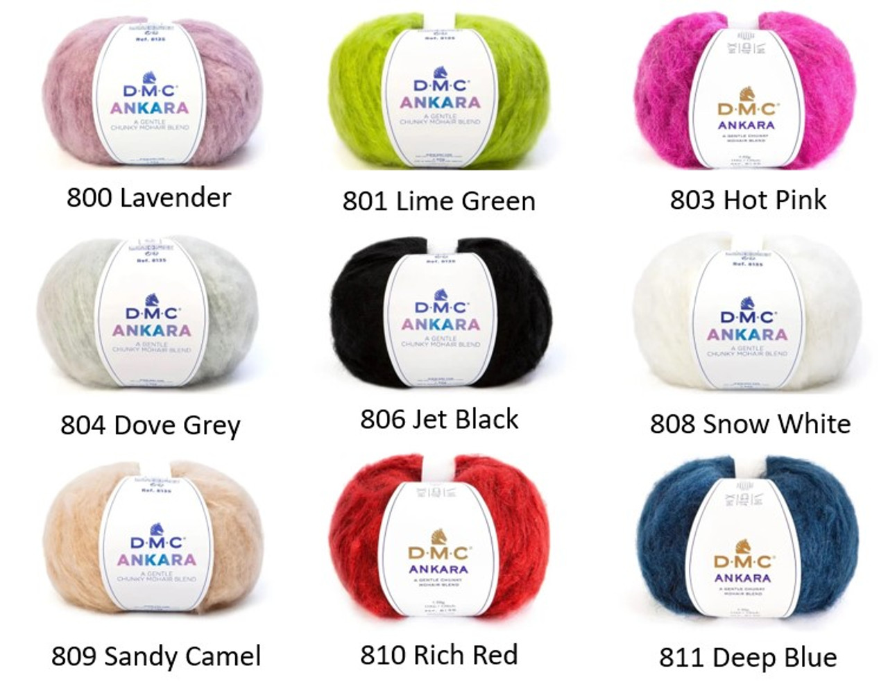 DMC Ankara Mohair Blend 12ply - 50 grams / 110metres - shade chart DMC Ankara Mohair Blend 12ply - 50 grams / 110metres - shade chart