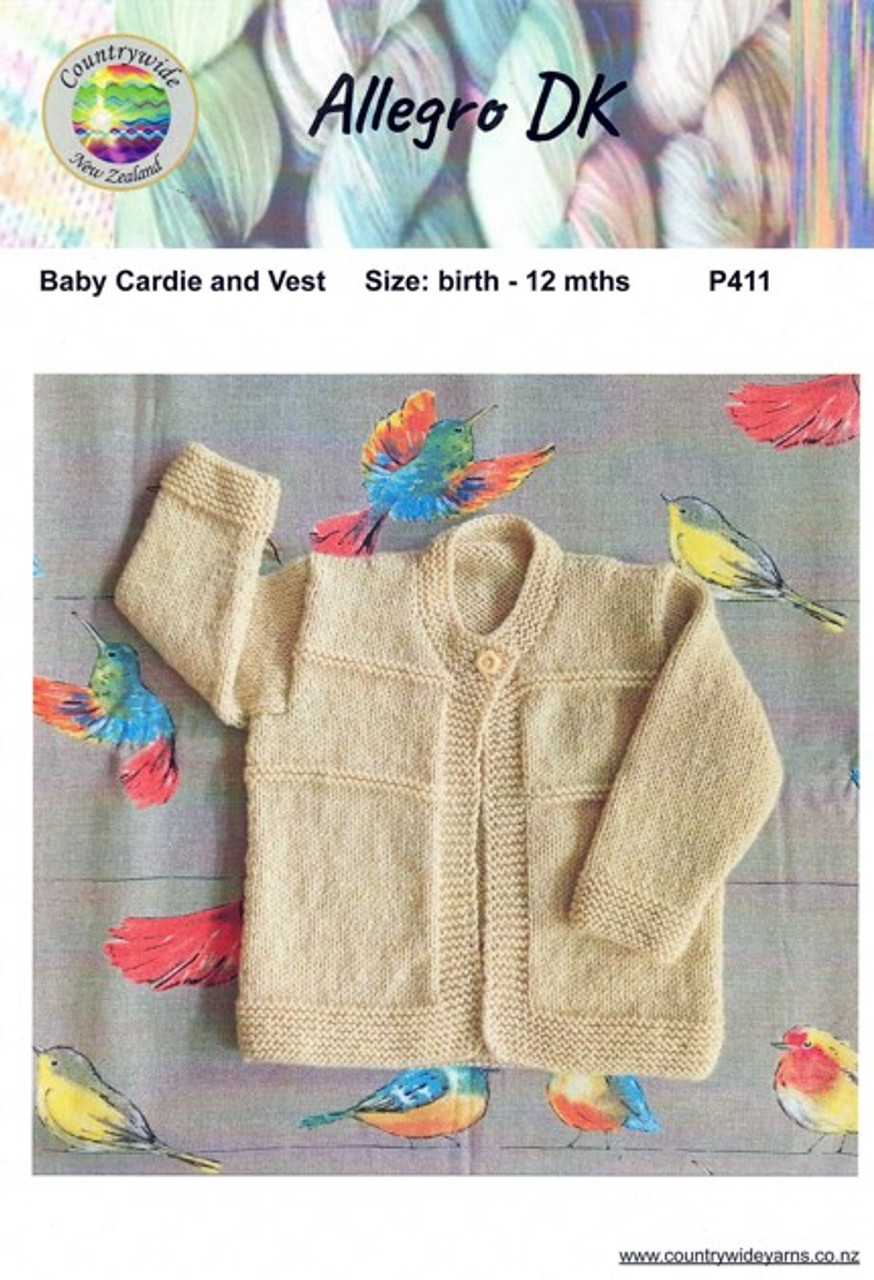 Baby Cardi-Jacket & Vest knitting pattern set-in sleeves in Allegro 8 ply - sizes 0 to 12 months