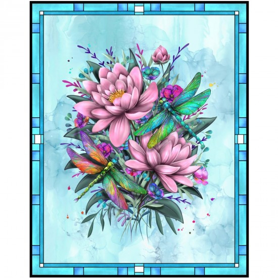 NEW Dragonflies - 85cm x 110cm (approx) quilt fabric panel - by Fiona Clarke