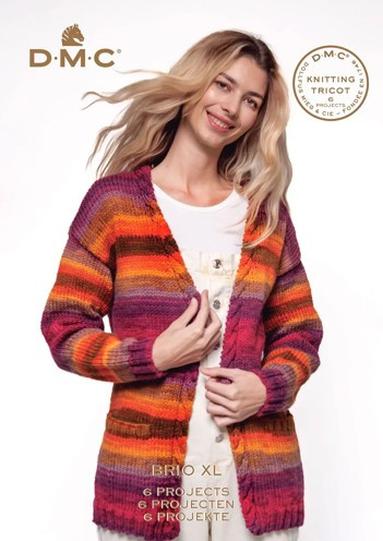 DMC Brio XL 14ply - Womens Knitting Pattern Book - 6 projects - cardi-jacket, vest, jumpers, hats & scarves