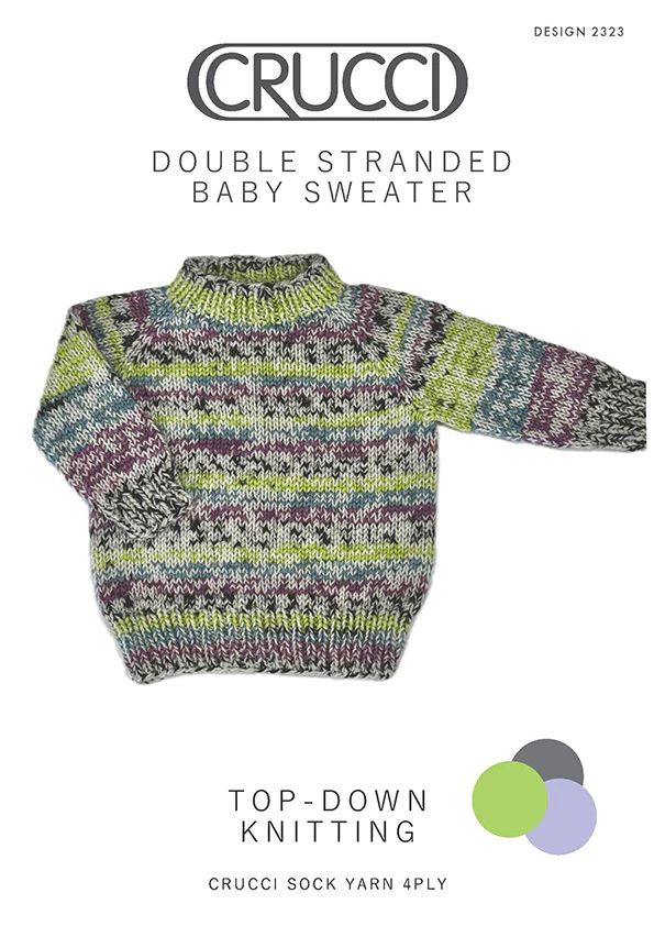 2323 Baby Raglan-sleeve Jumper knitting pattern in double-strand 4ply or single-strand 8ply - sizes 0 to 24 months (14" to 24")