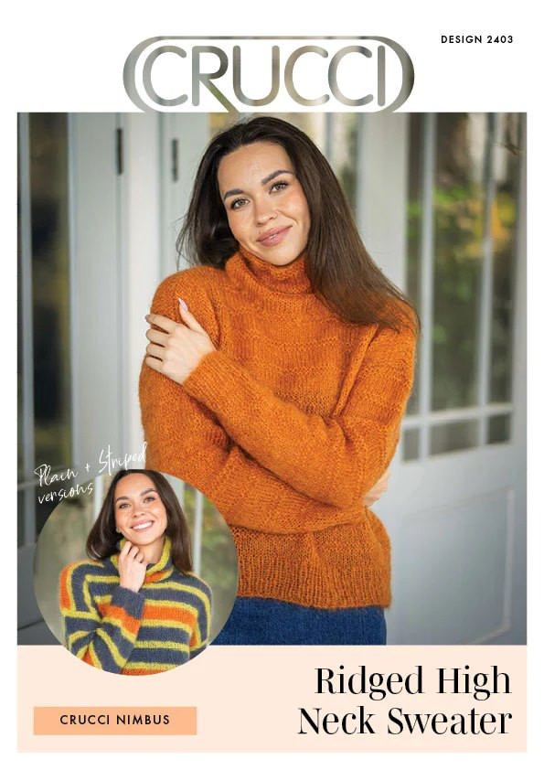 2403 Womens high-neck Sweater knitting pattern in Nimbus 12 ply Mohair - sizes XS to XXL (30" to 46" bust)