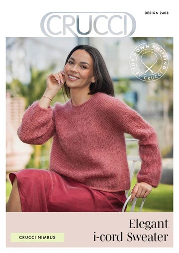 2408 Womens circular top-down Sweater knitting pattern in Nimbus 12 ply Mohair - sizes XS to XL (30" to 44" bust)