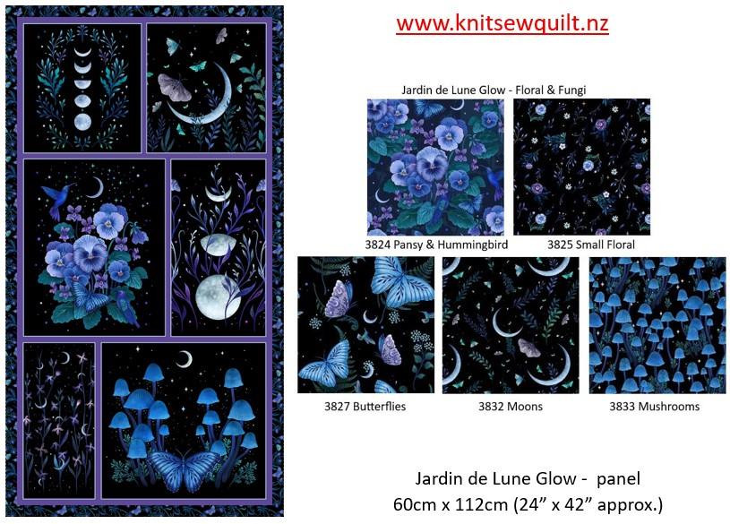 Jardin de Lune Glow - Fungi & Flowers - coordinating fabrics and panel