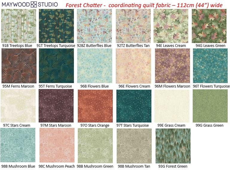Forest Chatter - coordinating quilt fabrics - by Maywood Studio - 23 designs and colours to choose from