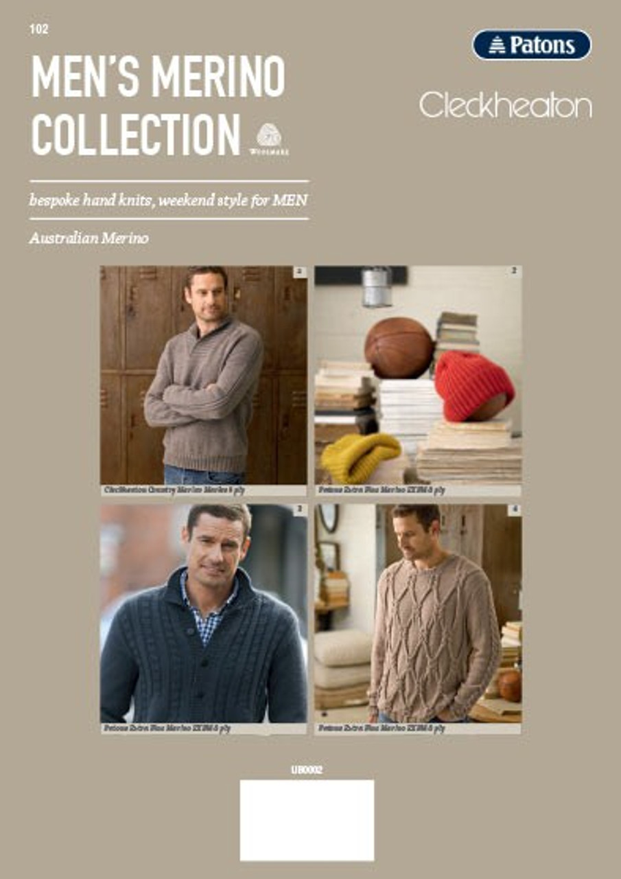 102 Mens Merino Collection Jumpers and Cardigan in 8ply Sizes 38 to 48 inch Patterns