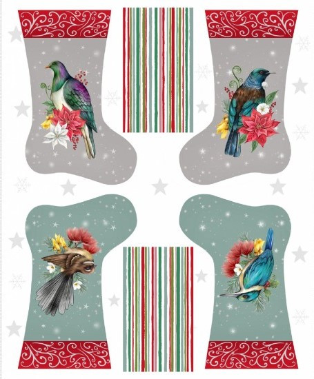 Festive NZ Natives Xmas Stockings to make - 90cm x 112cm - by Fiona Clarke
