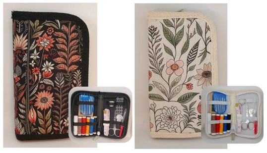 Sewing Notions Travel Kit in zipped pouch - 9cm x 15cm unopened - 15cm x 20cm opened