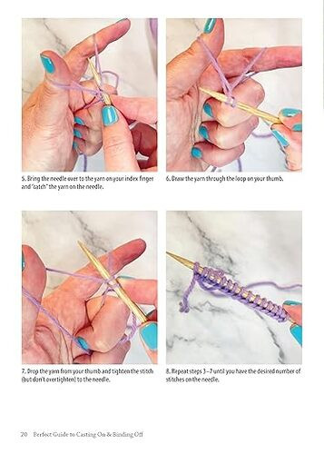 Cast On and Cast Off knitting examples pictures and detailed instructions