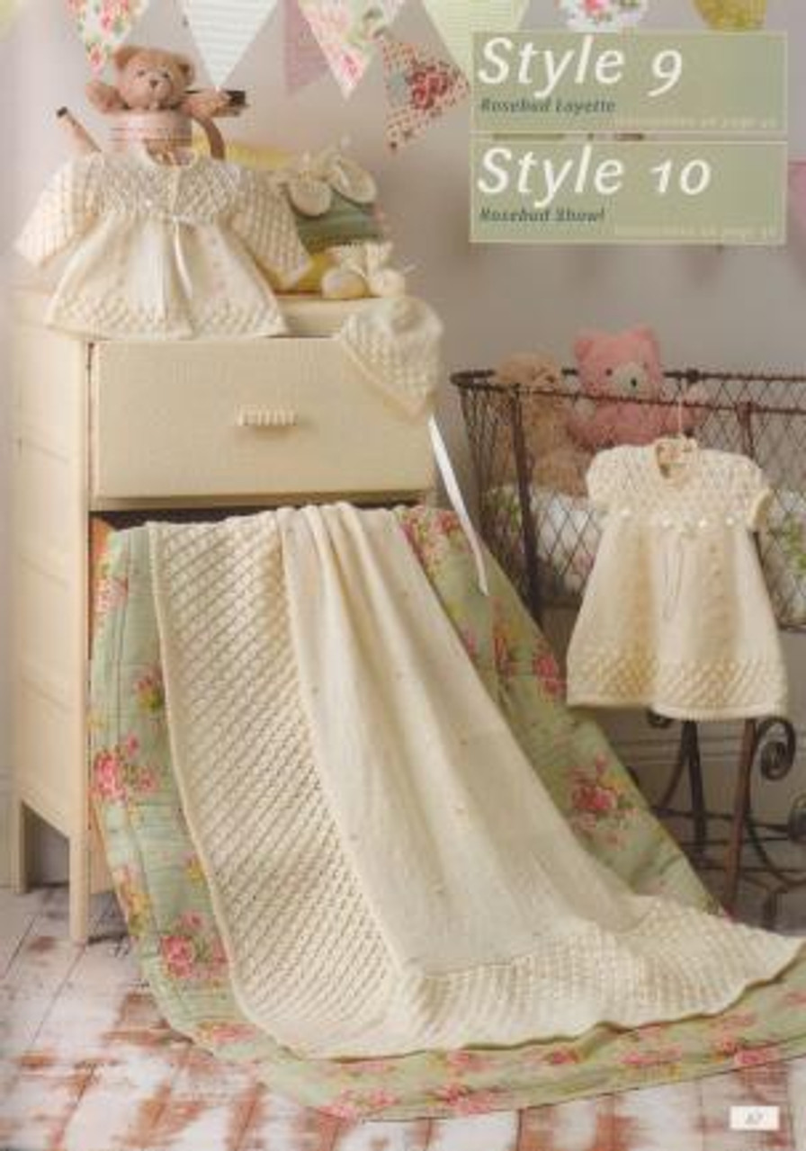 1283 Heirloom 4ply collection style 9 layette and 10 shawl