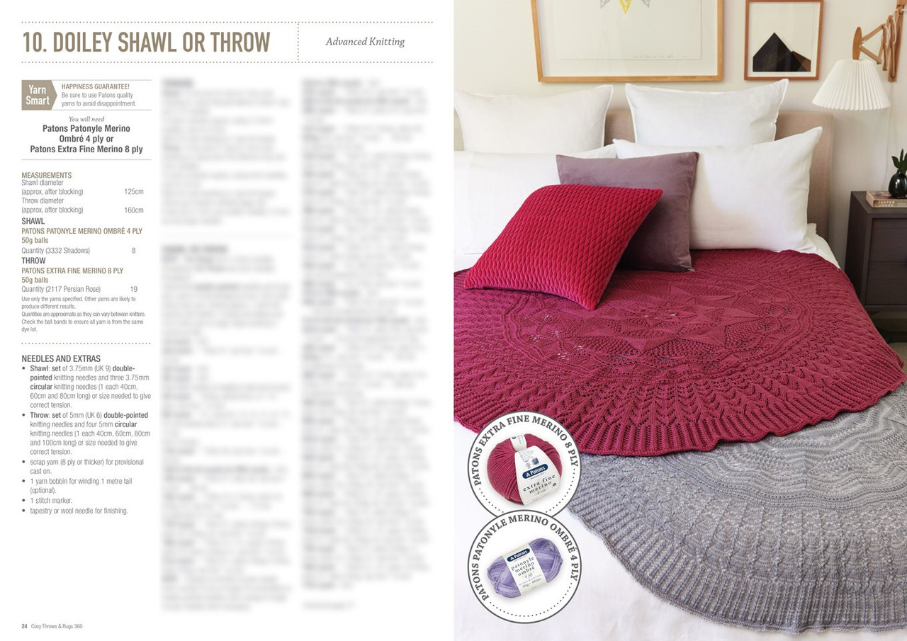 360 Cosy Throws and Rugs design 10 knitted doiley style throw