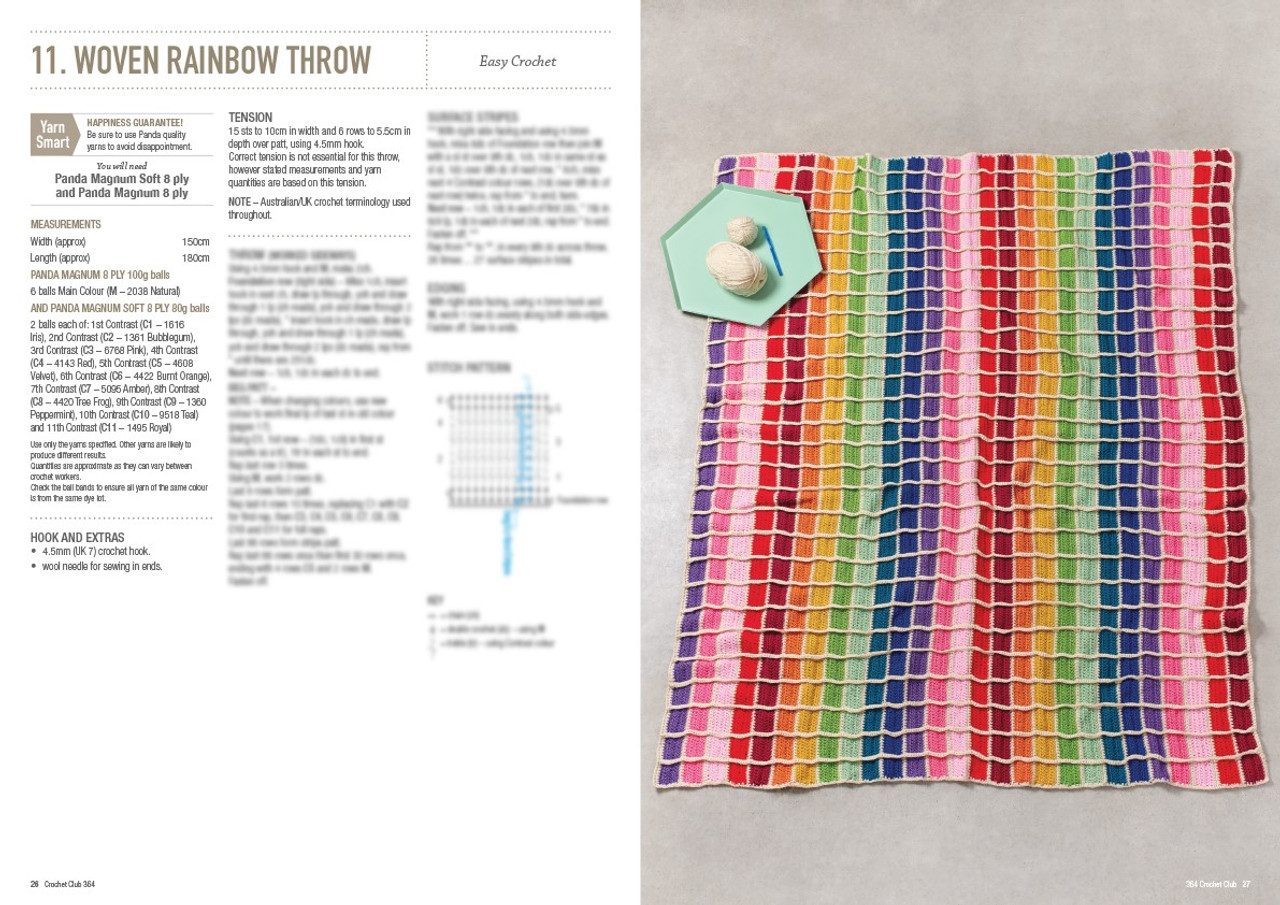 364 Crochet Club design  11 woven rainbow throw