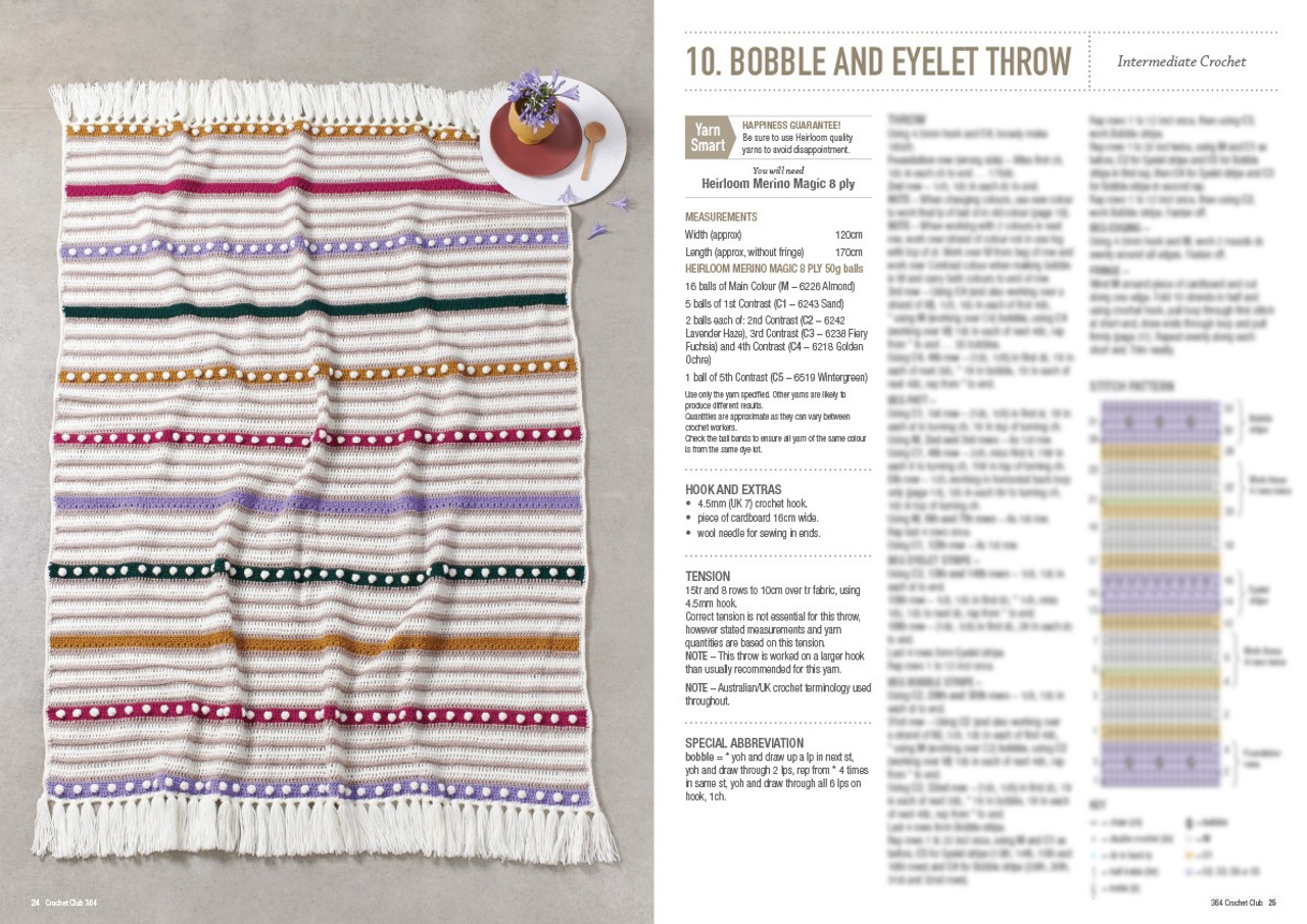 364 Crochet Club design 10 bobble and eyelet throw