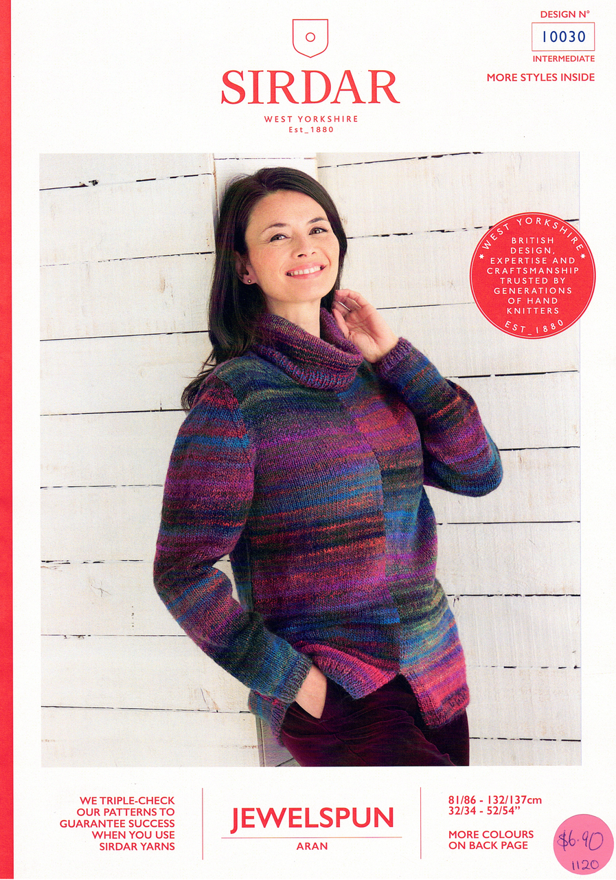 10030 Two Tone Sweater Sizes 32" to 54" in Jewelspun 10ply Pattern
