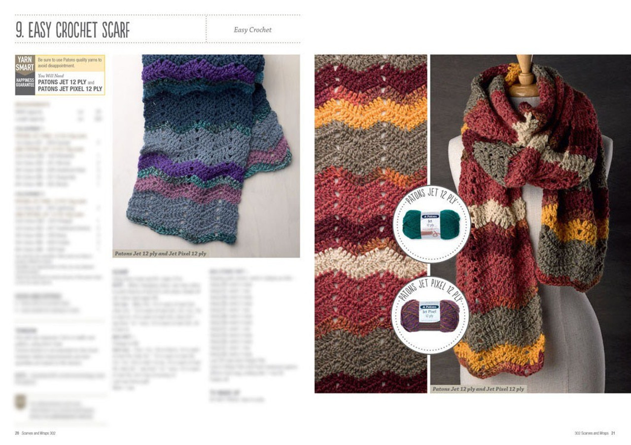 302 Scarves & Wraps 12 des[gns in 4, 8, 12, 14ply