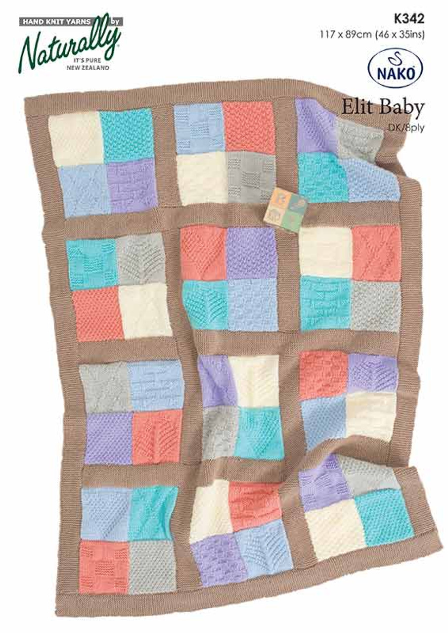 K342 Elite 8ply coloured square baby blanket