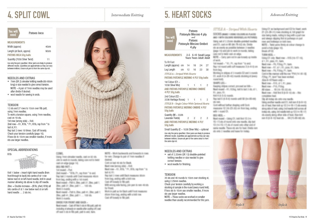 Head to Toe Knits - Hats, scarves & socks - 8 designs in various yarns