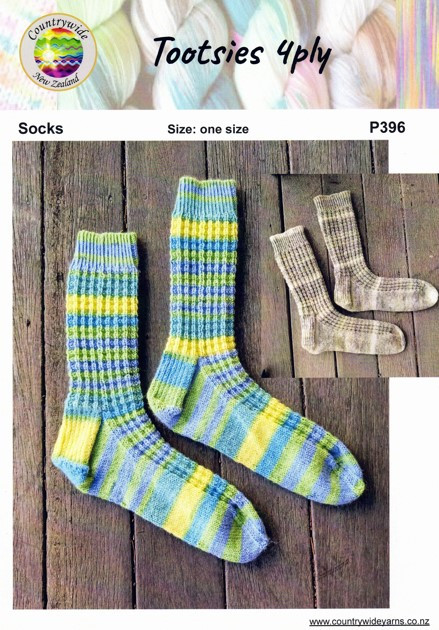 P396 Adult Sock Pattern with offset-rib leg in Countrywide Tootsies ...