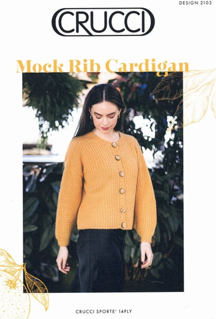 2103 Ladies Mock Rib Cardigan in 14ply - sizes S to XL - knitting pattern image