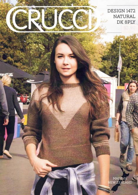 1472 Retro v pattern sweater in 8ply - sizes XS to XXL - knitting pattern image