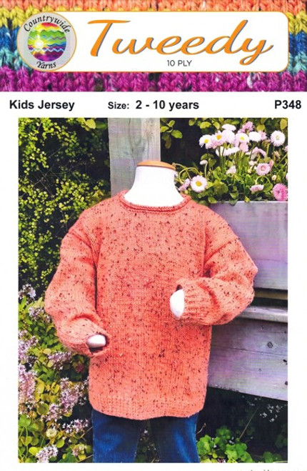 P348 Kids Jersey in Tweedy 10ply - sizes 2 to 10 years