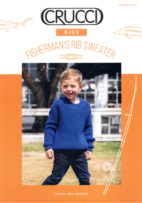 2111 Kids Fisherman's Rib Sweater in 8ply ages 2 to 10 years