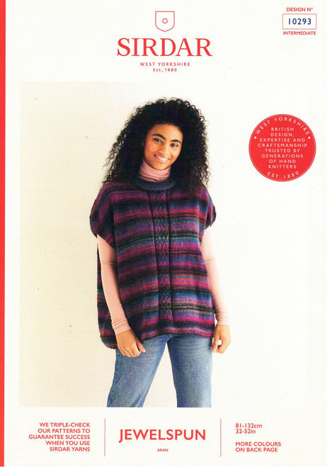 10293 Textured stitch panel Tunic  in Sizes Small to 3XL (32" to 52") in Jewelspun 10ply Pattern