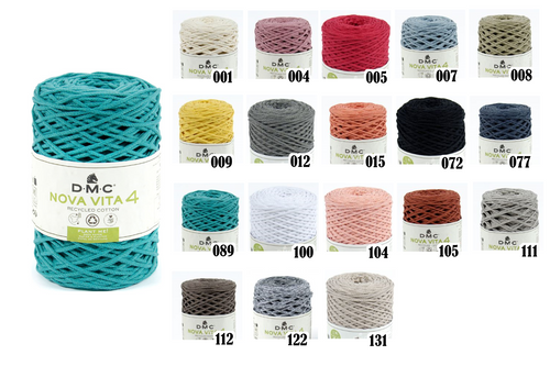 DMC Nova Vita 4 Macrame Cord - 250gram ball, 2mm width, 200metres length - 80% Recycled Cotton