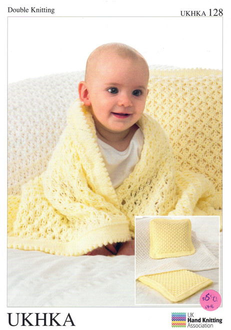 UKHKA-128 Cot and Pram Blanket in Aircell pattern in 8ply